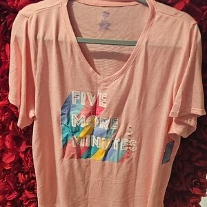 Peach Graphic Tee with Colorful Text